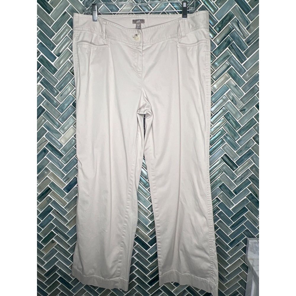 WOMENS J JILL BEIGE TAN PETITE‎ 14P STRETCH CHINO PANTS STRAIGHT LEG MID RISE